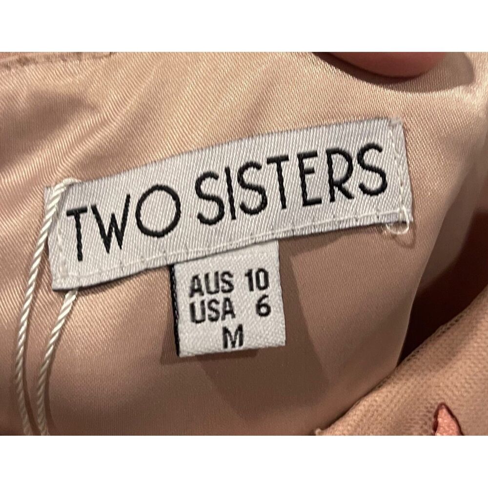 TWO SISTERS V-Neck Embroidery Floral Spaghetti Straps Dusty Pink Mini Dress - Picture 5 of 7